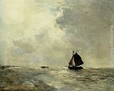 Jan Hendrik Weissenbruch Sailing Boat in Choppy Seas painting